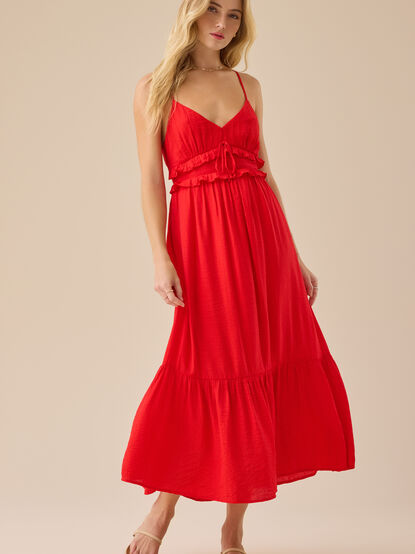 Olive Lace Up Maxi Dress - TULLABEE