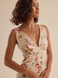 Andie Floral Satin Midi Dress Detail 3 - TULLABEE