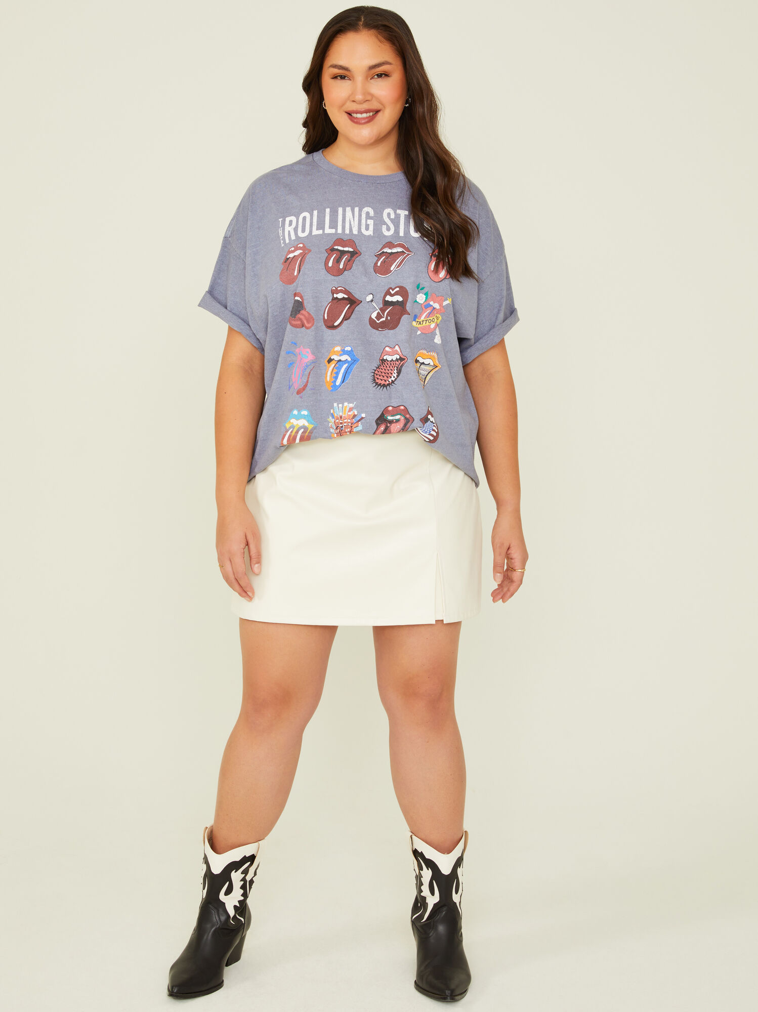 Rolling Stones Tongue Graphic Tee in Washed Black Arula