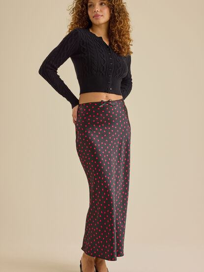 Heart Satin Midi Skirt - TULLABEE