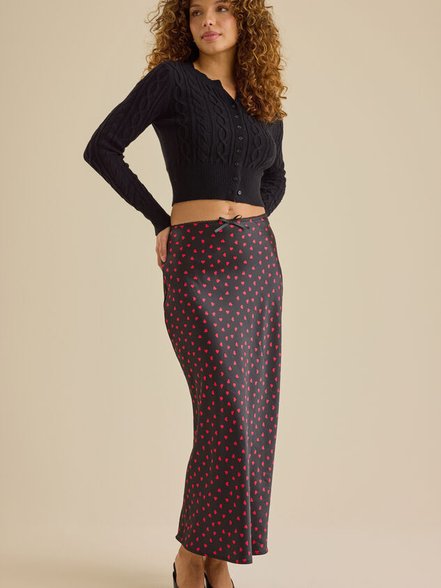 Heart Satin Midi Skirt - TULLABEE