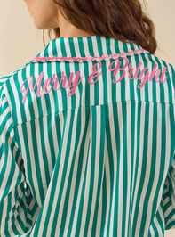 Rosemary Satin Stripe Sleep Top Detail 6 - TULLABEE