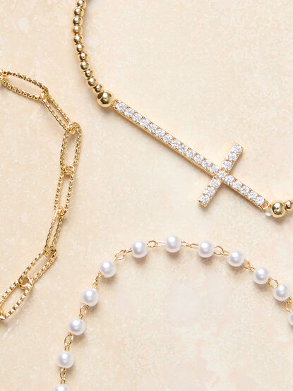 18K Gold Cross Bracelet Set - TULLABEE