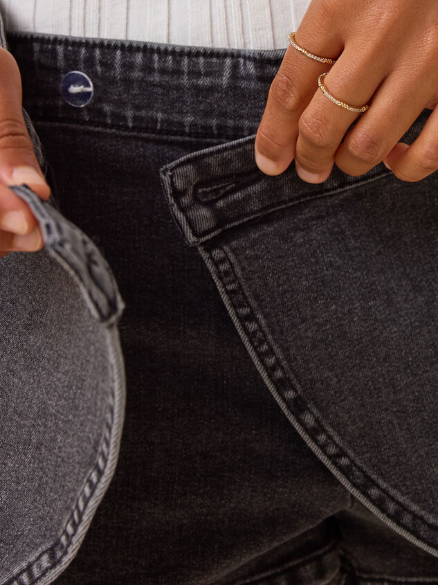 Lorelei Scoop Overlay Denim Mini Skort Detail 4 - TULLABEE