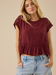 Micah Lace Inset Peplum Top Detail 3 - TULLABEE
