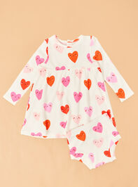 Happy Hearts Long Sleeve Mini Dress Detail 2 - TULLABEE