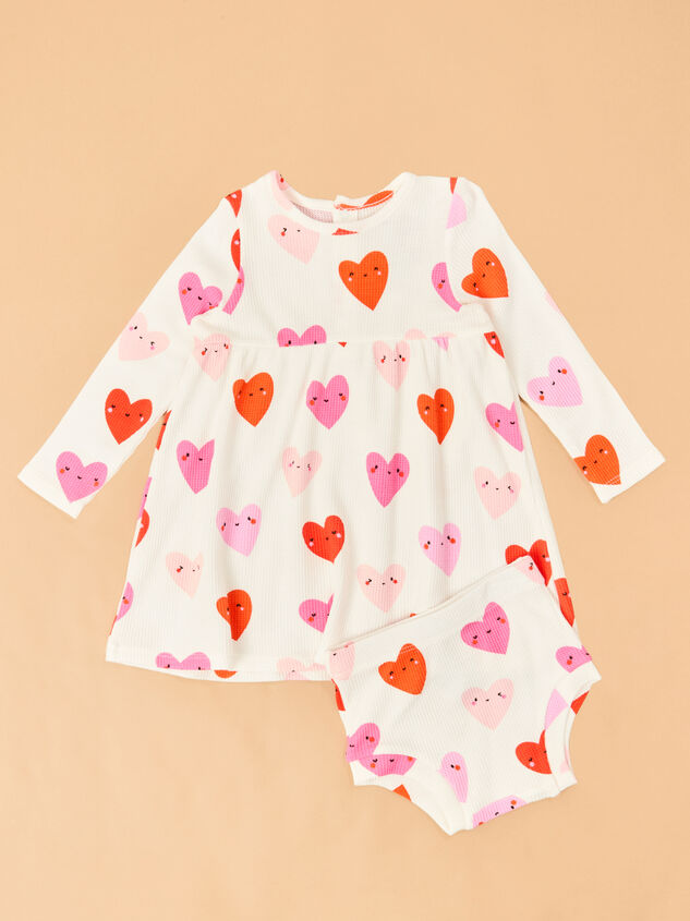 Happy Hearts Long Sleeve Mini Dress Detail 2 - TULLABEE