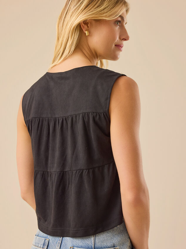 Casy Studded Tie Front Vest Detail 6 - TULLABEE