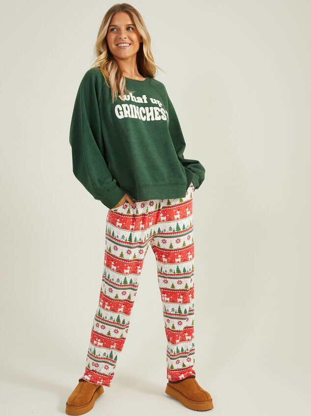 What Up Grinches Adult Sweatshirt Detail 2 - TULLABEE