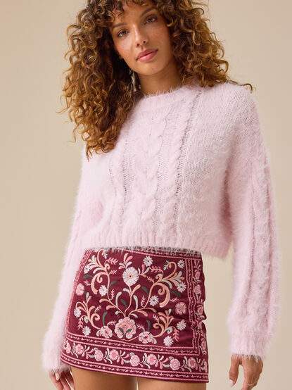 Genevieve Embroidered Suede Mini Skirt - TULLABEE