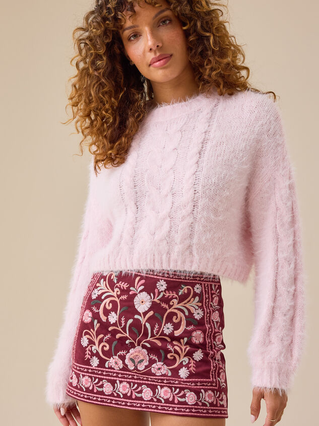 Genevieve Embroidered Suede Mini Skirt - TULLABEE