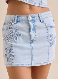 Tess Denim Mini Skirt Detail 3 - TULLABEE