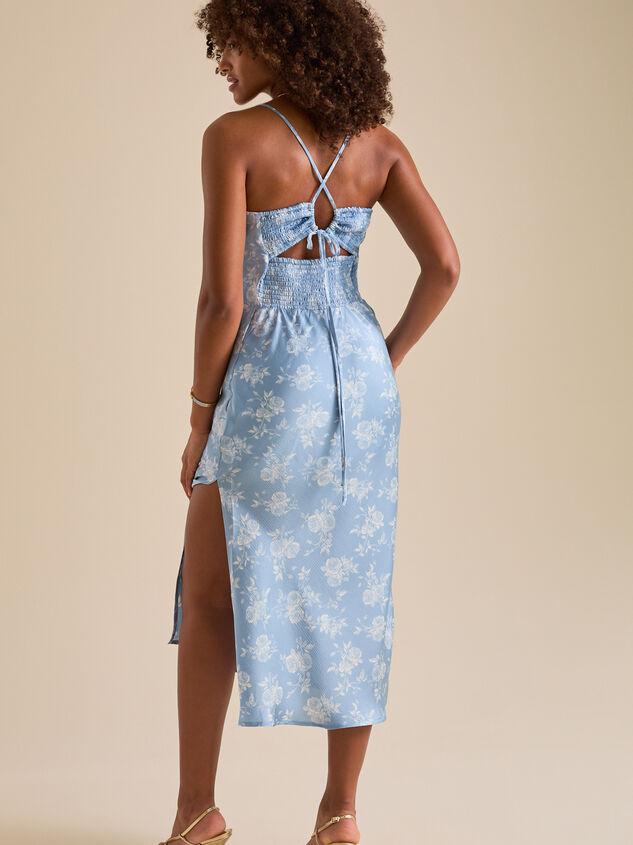 Codi Satin Floral Midi Dress Detail 4 - TULLABEE