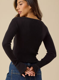 Ophelia Ribbed Pearl Top Detail 4 - TULLABEE