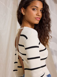 Olivia Striped Open Back Sweater Detail 3 - TULLABEE