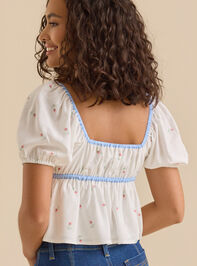 Bea Puff Sleeve Patchwork Top Detail 5 - TULLABEE