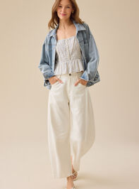 Orla Embroidered Peplum Tank Detail 2 - TULLABEE
