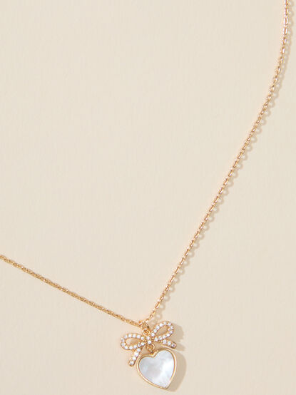 Bow Heart Charm Necklace - TULLABEE