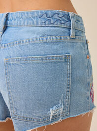 Isla Sea Embroidered Denim Short Detail 7 - TULLABEE