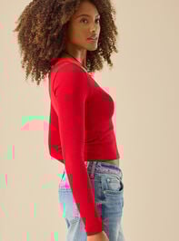 Elowyn Long Sleeve Ribbed Top Detail 4 - TULLABEE