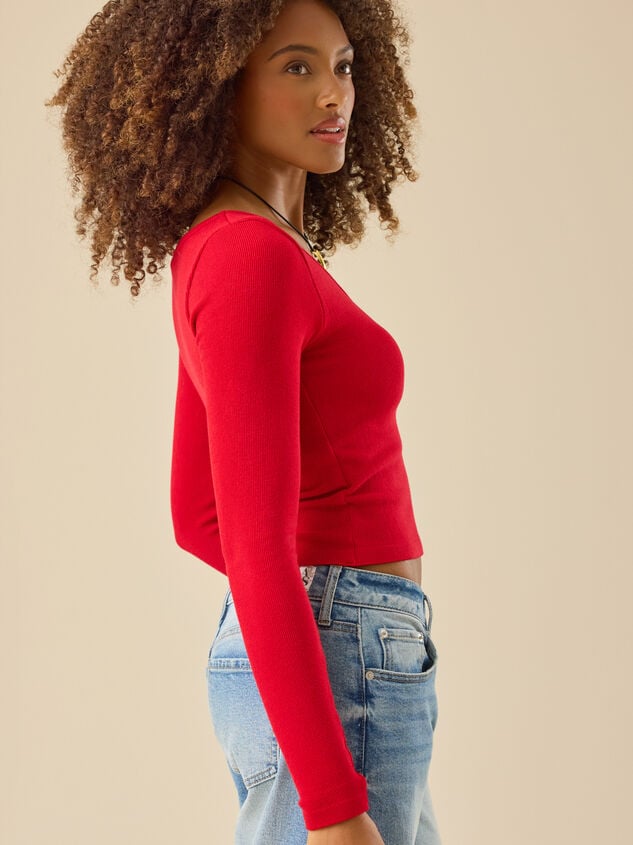 Elowyn Long Sleeve Ribbed Top Detail 4 - TULLABEE