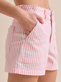 Carleigh Striped Denim Shorts Detail 5 - TULLABEE