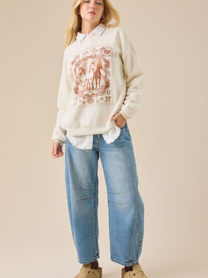 Horse Stamp Graphic Sweatshirt - TULLABEE