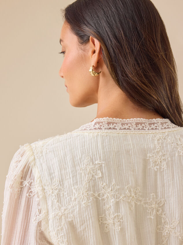 Clarice Embroidered Babydoll Top Detail 5 - TULLABEE