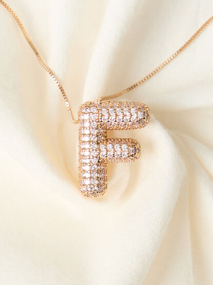 18K Gold Monogram Charm Necklace - F - TULLABEE