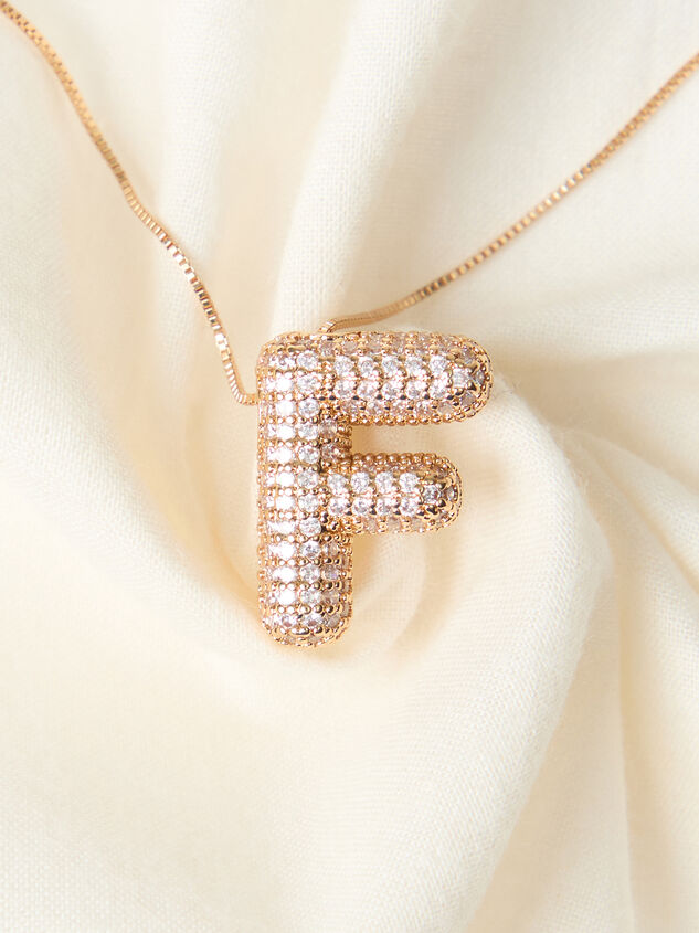 18K Gold Monogram Charm Necklace - F Detail 2 - TULLABEE