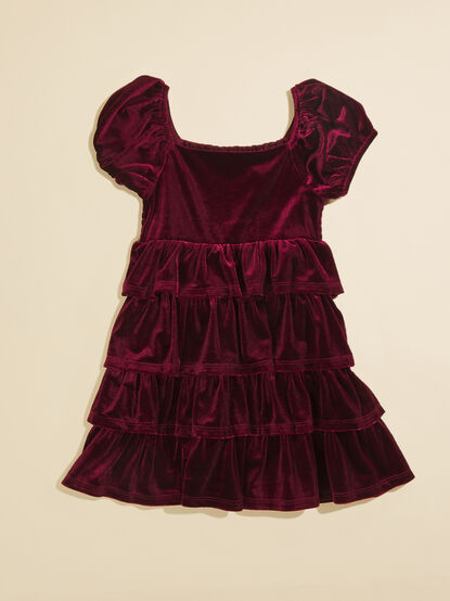 Adela Tiered Velvet Toddler Dress - TULLABEE