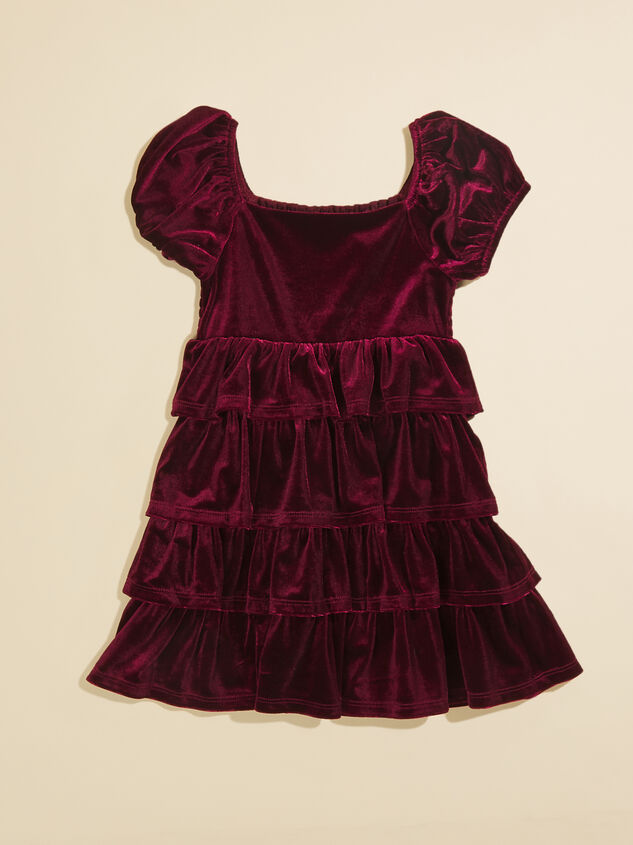 Adela Tiered Velvet Toddler Dress Detail 2 - TULLABEE