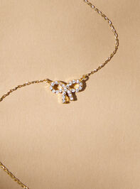 18K Gold Dimond Studded Bow Necklace - TULLABEE