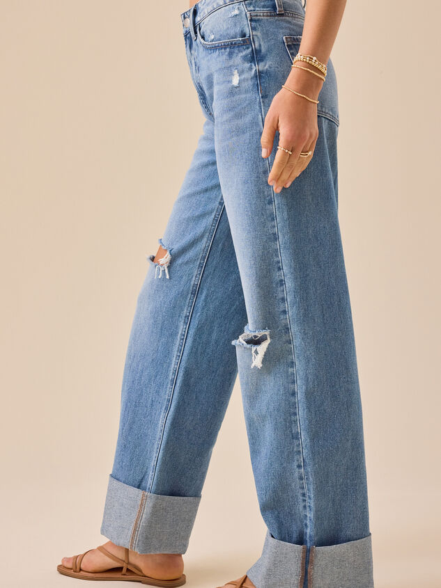 Braelyn Cuffed Straight Leg Jeans Detail 4 - TULLABEE