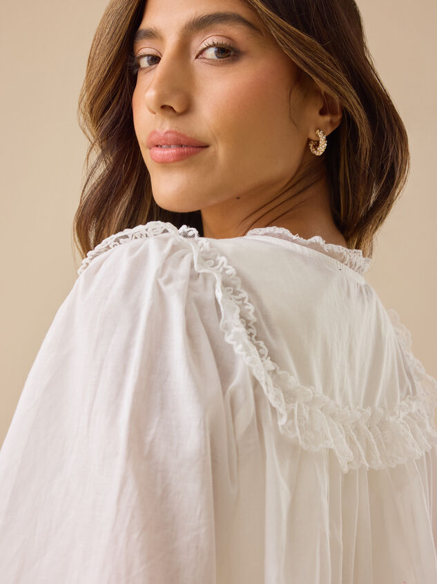 Regan Lace Trim Babydoll Top Detail 6 - TULLABEE