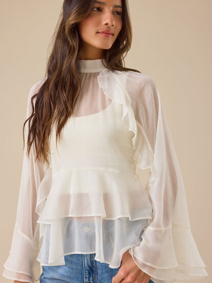 Heather Sheer Ruffle Top - TULLABEE