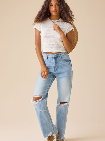 Rhea Distressed Straight Jeans - TULLABEE