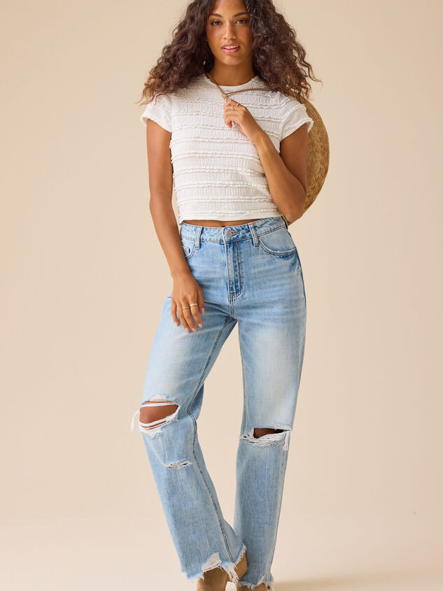 Rhea Distressed Straight Jeans - TULLABEE