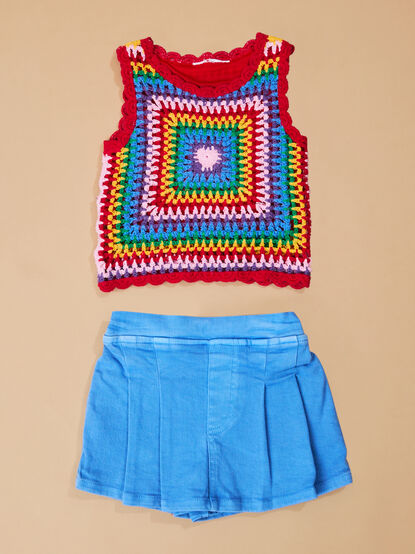 Vanessa Crochet Top and Pleated Skort Set - TULLABEE