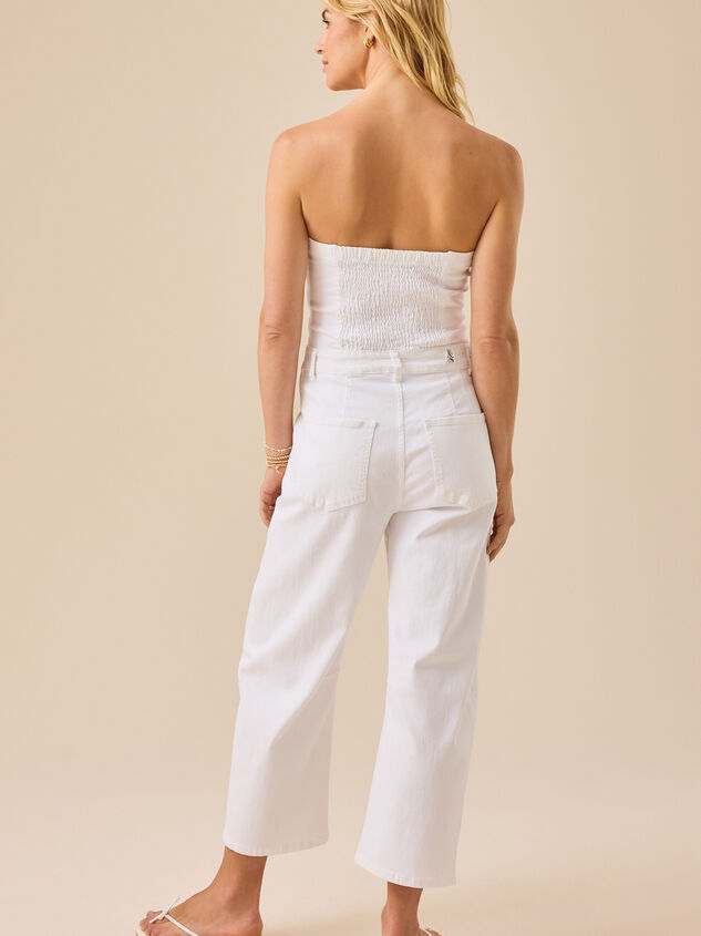 Hennley Strapless Denim Jumpsuit Detail 5 - TULLABEE