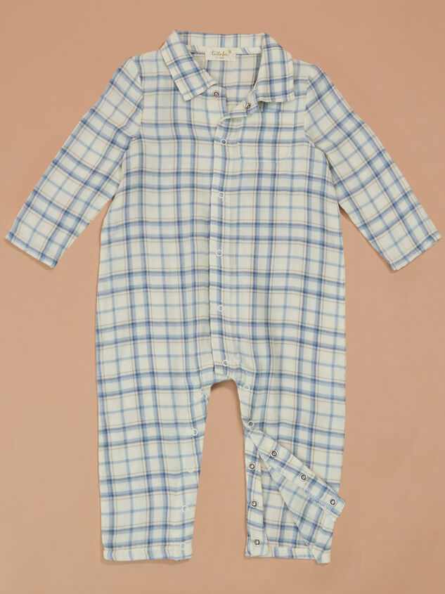 Parker Plaid Polo Romper Detail 3 - TULLABEE
