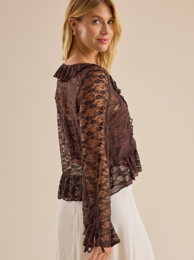 Luna Lace Tie Front Blouse Detail 5 - TULLABEE
