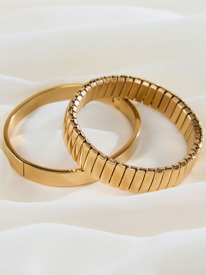 Honey Ribbed Stretch Bangle Set - TULLABEE