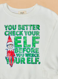 Check Your Elf Sweatshirt Detail 3 - TULLABEE