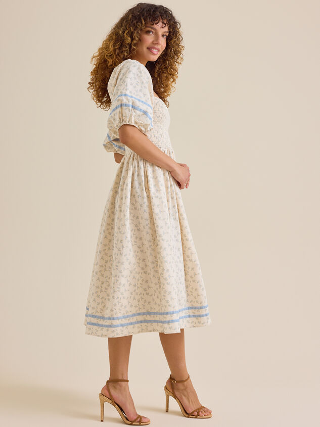 Ella Velvet Trim Floral Mama Dress Detail 4 - TULLABEE