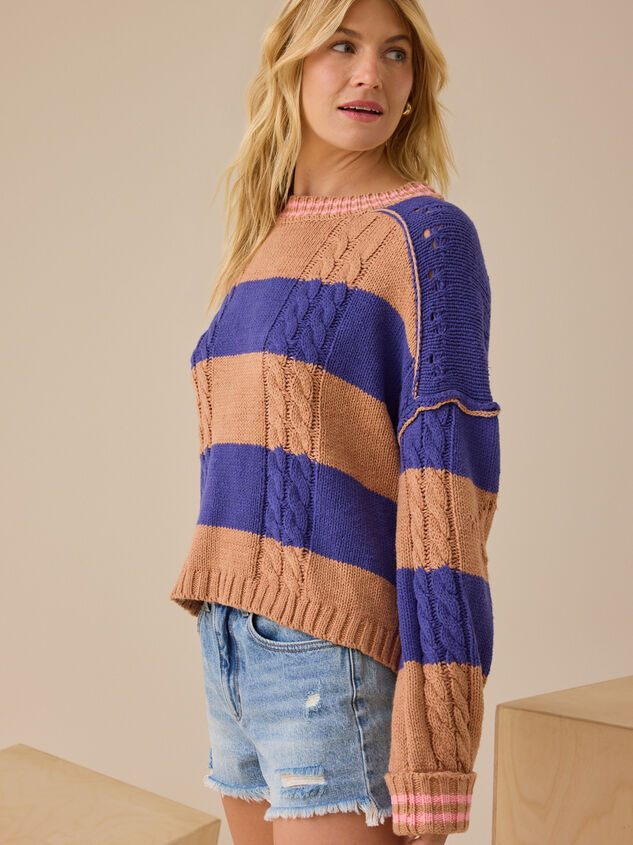 Cece Varsity Stripe Sweater Detail 6 - TULLABEE