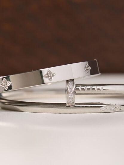 Stainless Steel Wrapped Nail Bangle Set - TULLABEE