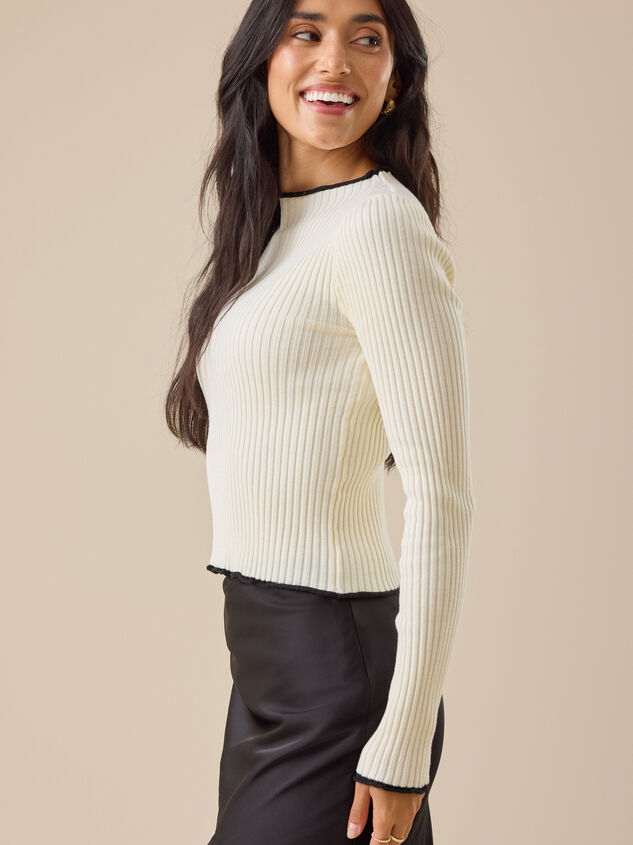 Loren Ribbed Mock-Neck Top Detail 3 - TULLABEE
