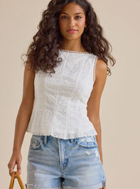 Callie Eyelet Pleated Tank Detail 3 - TULLABEE