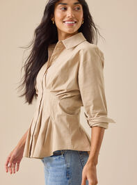 Julianne Pleated Button-Up Top Detail 3 - TULLABEE
